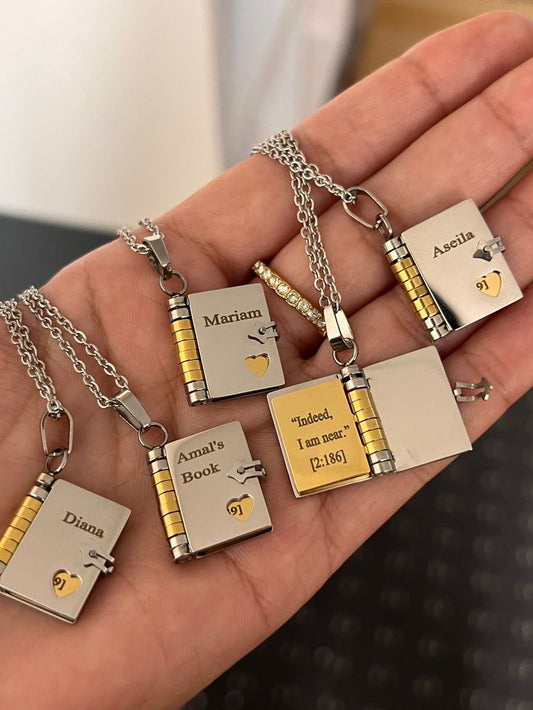 Customized book necklace