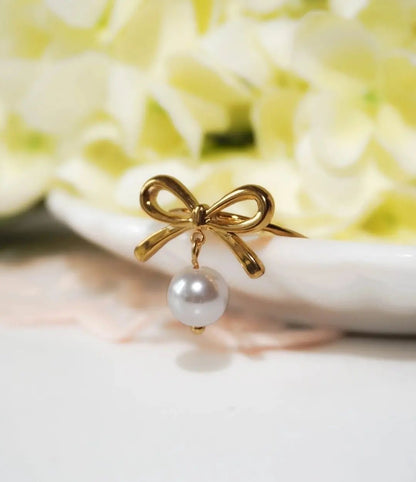 Bow Pearl Adjustable Ring
