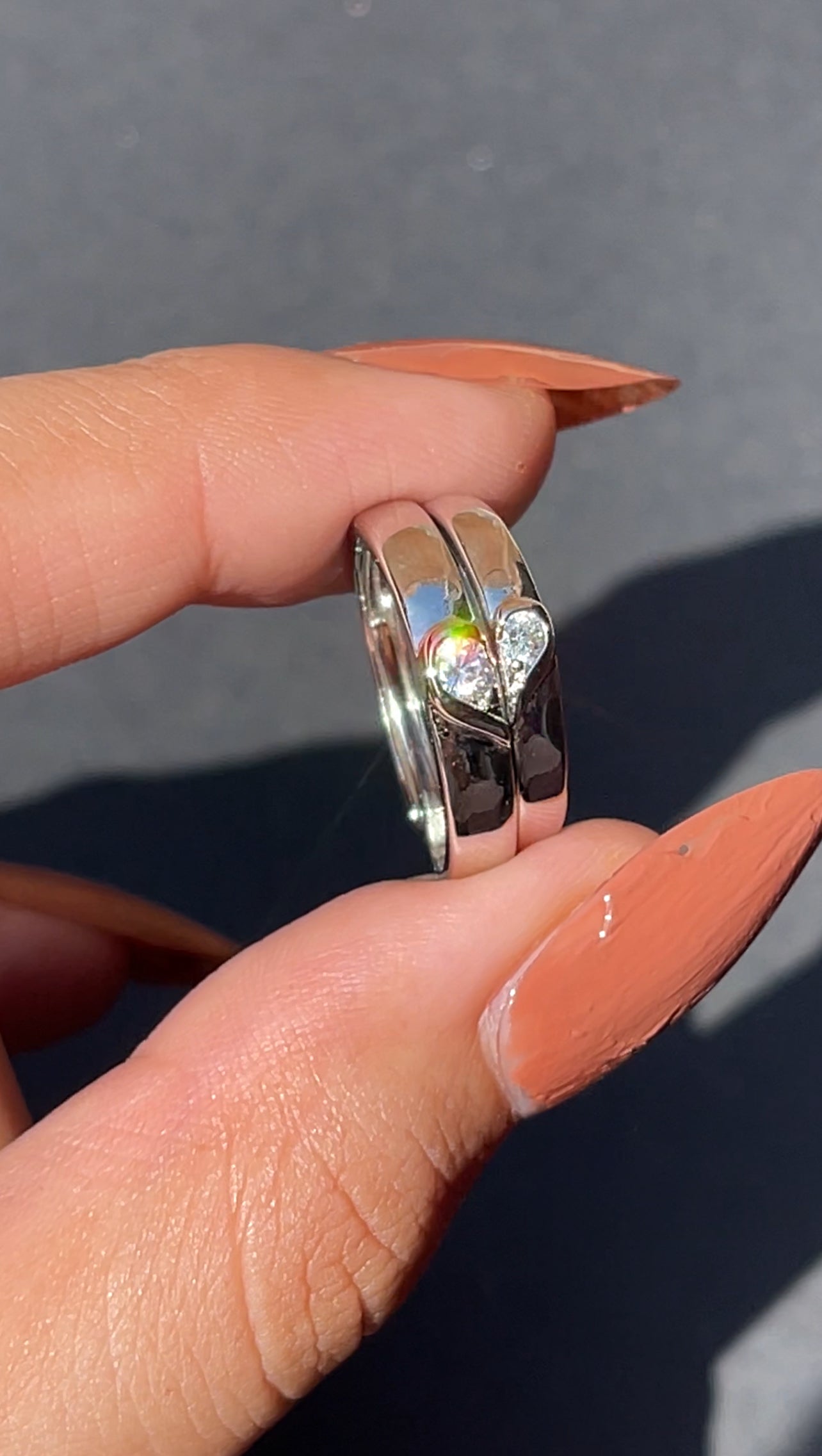 Adjustable Heart couple rings