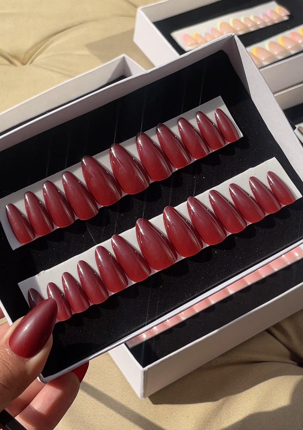 Red Wine Stiletto Press-ons