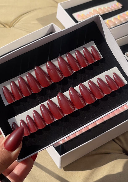 Red Wine Stiletto Press-ons